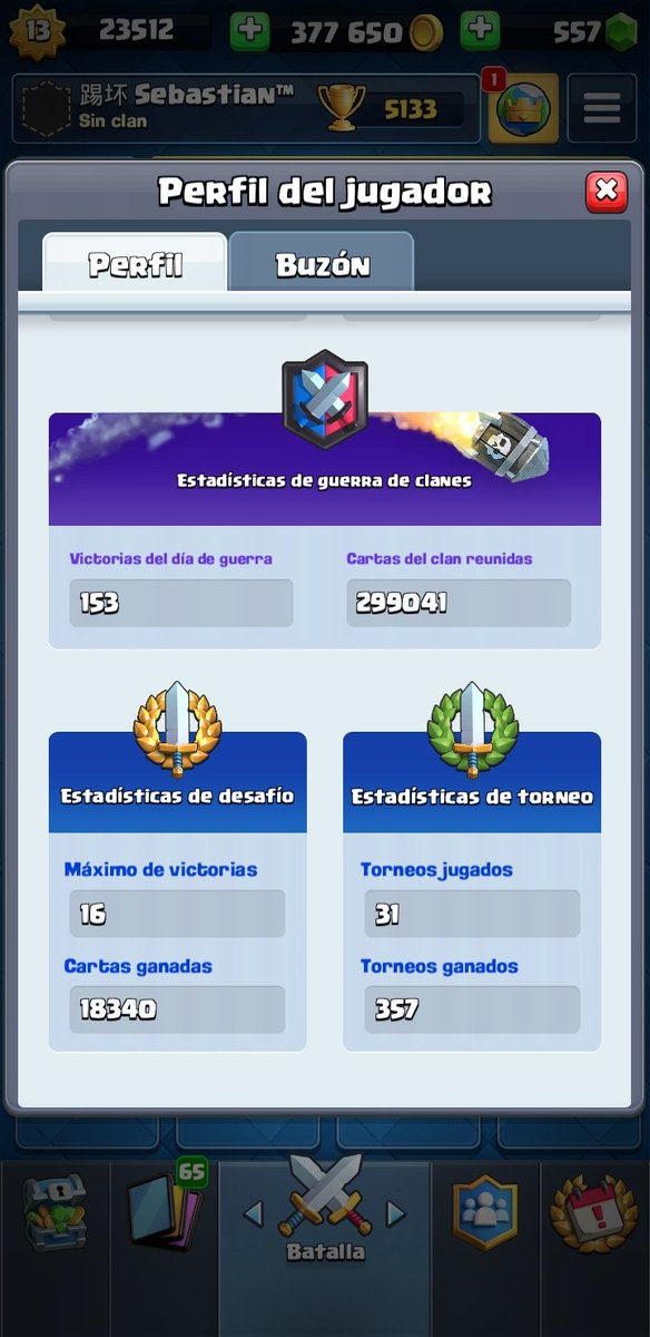 Estoy en busca de equipo competitivo de Clash Royale

- Alta experiencia 
- Compromiso y seriedad
- Disponibilidad horaria
- Dispuesto hacer try outs si es necesario 
Fav❤ y rt🔁 se agradece