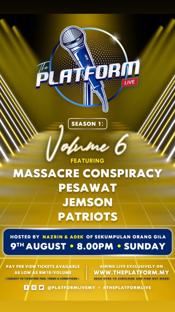 Despite the uncertainties created by the Covid-19, we will be playing our very first live stream show this Sunday 8:00PM onwards only at theplatform.my alongside our good friends <a href="/pesawat/">PESAWAT</a> , <a href="/PatriotsMY/">PATRIOTS</a> &amp; <a href="/xjemsonx/">JEMSON 2025!</a>. Do subscribe and enjoy the show!🤘🏽 #ThePlatformMY