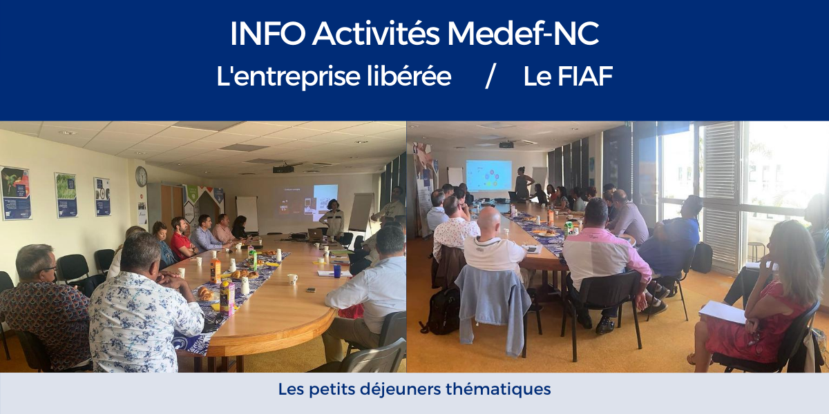 MedefNC's tweet photo. Retour sur nos petits-déjeuners @MedefNC : Jeudi nous recevions #SF2i et #Restart sur "l'entreprise libérée" et ce matin le #FIAF nous a éclairé sur son fonctionnement. Merci à nos adhérents d'être toujours plus nombreux ! Prochain RDV le 13/08 sur le #télétravail. https://t.co/jgXjX5kPOH