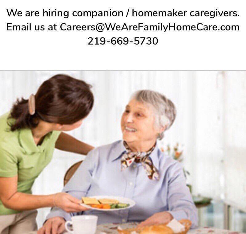 wearefamilyhc's tweet photo. We are hiring ❗️Join our family who cares for others. #JobOpening #SmallBusiness #NWIndiana #Caregivers https://t.co/nRonMq7ZEm