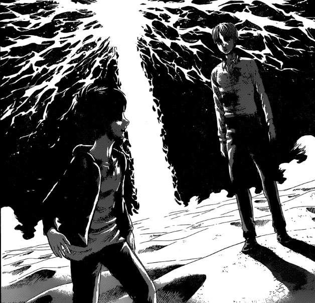 To me this was the strongest bond Eren had post time-skip after the plot influence me to think Armin never truly understood Eren, but in a single chapter Isayama made me change my mind. In fact, i believe Armin is the one who probably understand Eren the most after all+