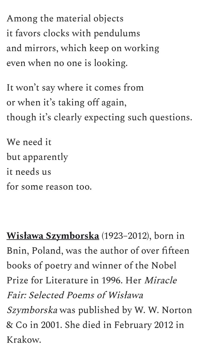 sherlyholmes's tweet image. Poem of the day: “A Few Words on the Soul” by Wislawa Szymborska, translated from Polish by Stanisław Barańczak and Clare Cavanagh:
agnionline.bu.edu/poetry/a-few-w…