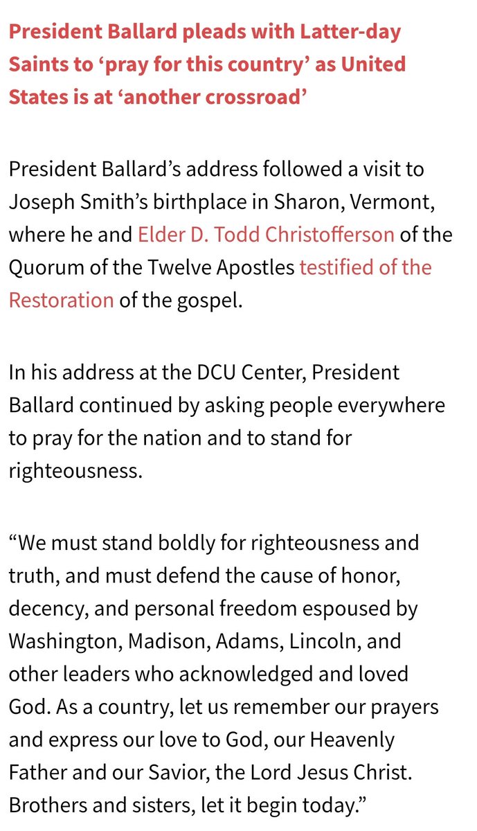 "Churches and houses of worship must return to normal"This resonates with the counsel and recent words of our Apostles like Elder Bednar  https://news.byu.edu/faith/elder-bednar-says-pandemic-is-a-wake-up-call-for-religious-freedomand Elder Ballard  https://www.thechurchnews.com/leaders-and-ministry/2019-10-24/united-states-president-ballard-prayer-massachusetts-165200