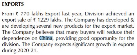 Supreme Industries believes their tiny export division will fire as buyers reduce dependence on China.