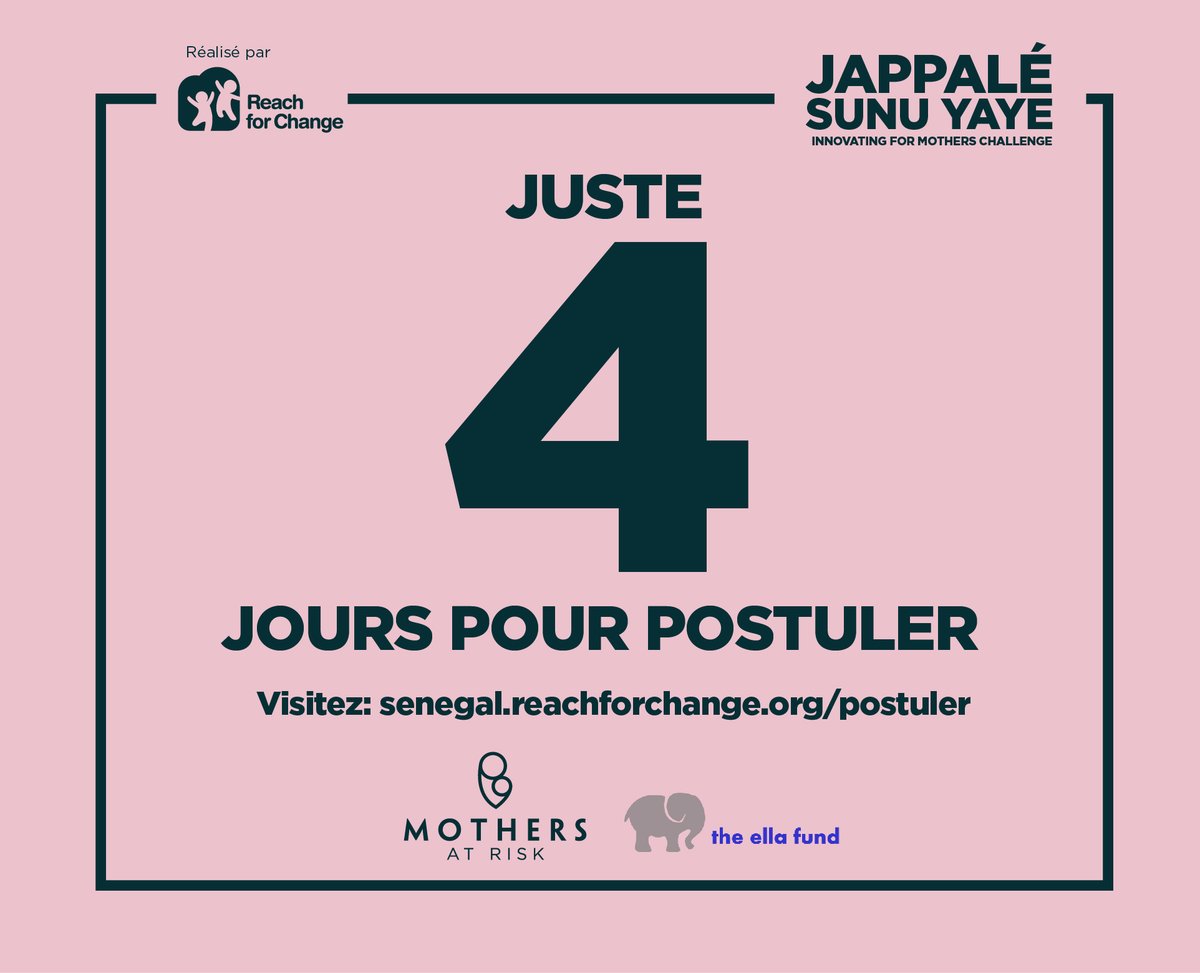 R4C_Senegal's tweet photo. Appel à tous les innovateurs sociaux sénégalais: ne manquez pas la chance de faire une grande différence sur les besoins en soins de santé maternelle et néonatale au #Sénégal. Postulez au défi #InnovatingforMothers: https://t.co/nknOCYQwm0 
#JappaléSunuYaye #kebetu https://t.co/wMuyDlERKV