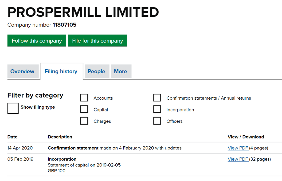 Next, Prospermill Limited.Prospermill was set up by Andrew Mills and his wife in 2019. It is a £100 company, boxfresh, which has never filed any accounts. It has no demonstrable knowledge of PPE (or anything else for that matter). /5