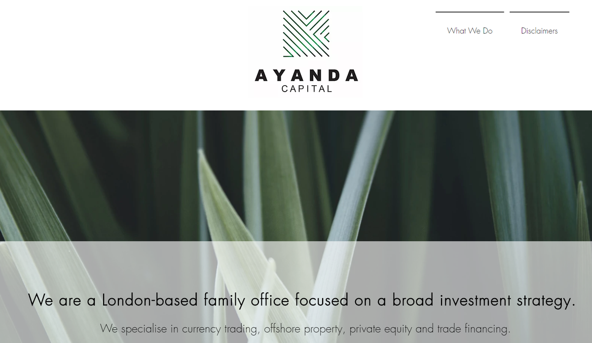 Finally, on introductions, Ayanda Capital Limited. It specialises in “in currency trading, offshore property, private equity and trade financing”. And is owned through the – poor even by tax haven standards - tax haven of Mauritius. /6