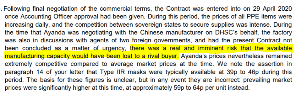 The first is that Prospermill – the £100 company owned by the Mills – “secured exclusive rights to the full production capacity of a large factory in China.” This seems – to put it mildly – implausible.And as can be seen from later in the letter can’t be taken at face value. /9