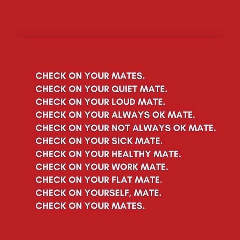 J1977's tweet photo. It might be time for a check in on your mate. Don’t forget to check in on yourself too! Keep reaching in and reaching out ❤️💙#peers #friends #ItsOkayToNotBeOkay #itsokaytobeokay https://t.co/lStZzQezub