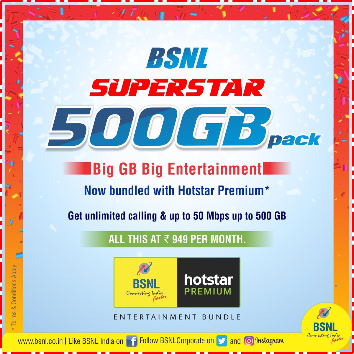 BSNL_Gujarat (@bsnl_gj) on Twitter photo Now watch Live TV (Shows, Movies, News and sports) on #BSNL Bharat Fiber/home Wifi connection in "SUPERSTAR 500" plan.
Enjoy unlimited calling too.
To activate, Dial 18003451504 (toll free)
<a href="/BSNLCorporate/">BSNL India</a> <a href="/CMDBSNL/">A. Robert Jerard Ravi</a> <a href="/CGM_GUJ_BSNL/">Chief General Manager</a> <a href="/impksaha/">pradip kumar Saha</a> Now watch Live TV (Shows, Movies, News and sports) on #BSNL Bharat Fiber/home Wifi connection in "SUPERSTAR 500" plan.
Enjoy unlimited calling too.
To activate, Dial 18003451504 (toll free)
<a href="/BSNLCorporate/">BSNL India</a> <a href="/CMDBSNL/">A. Robert Jerard Ravi</a> <a href="/CGM_GUJ_BSNL/">Chief General Manager</a> <a href="/impksaha/">pradip kumar Saha</a>