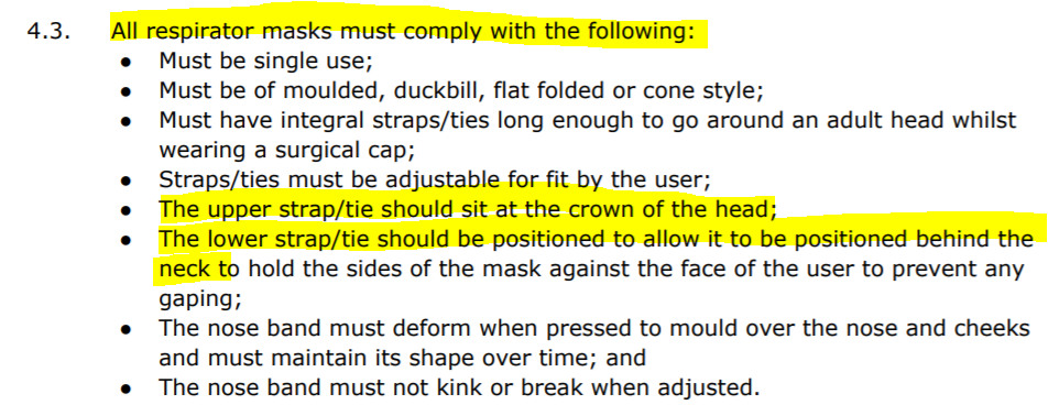 Here is Government’s own description of what EN 149:2001+A1:2009 required at, we believe, the time the contract was entered into. You can read it (again on the web archive) here:  https://web.archive.org/web/20200414211217/https:/assets.publishing.service.gov.uk/government/uploads/system/uploads/attachment_data/file/877387/Specification_for_Personal_Protective_Clothing__PPE__to_include__Gowns__Surgical_Face_mask__Respirator_masks__Eye_Protection__Protective_Coveralls.pdf.It says quite clearly that there “must” be head-loops. /16