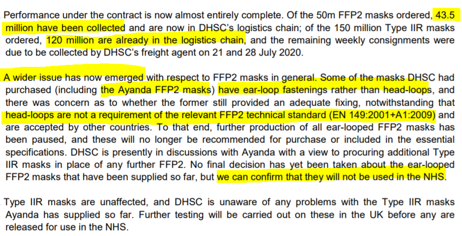 Does the Government’s explanation for why it bought the FFP2 masks hold water? Well, here's what Government's letter says - and let's compare it to what Government elsewhere said the technical standard in force at the time required. /15