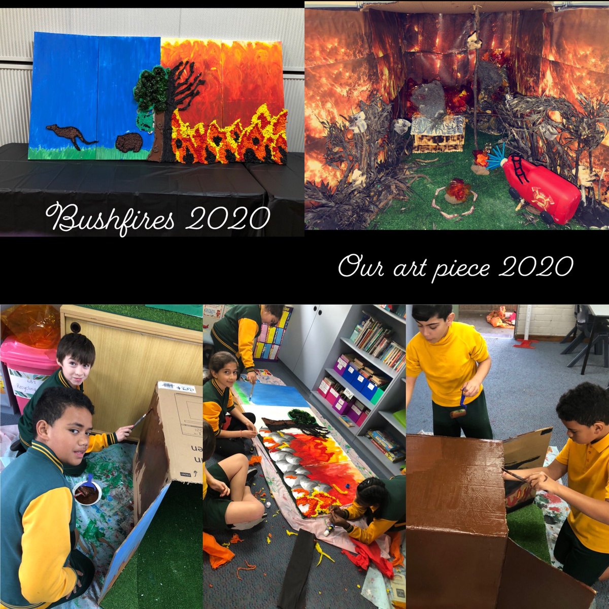 Sneak Peek of our Friday activity for Education Week. Students in 6B created two different style artworks to showcase the effects of our 2019/2020 Australian Bushfires. We are excited to attend the Art exhibition tomorrow at FWPS. <a href="/FairWestPS/">Fairfield West PS</a> <a href="/Genelle029/">Genelle Petruszenko</a>