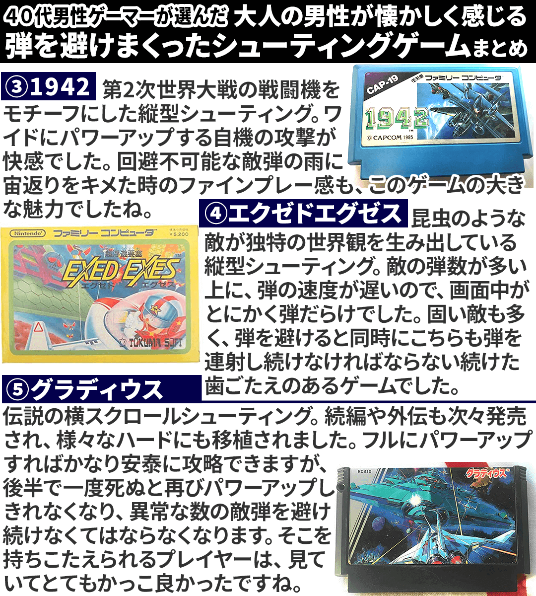 にゃんきち ゆたかに On Twitter ４０代男性ゲーマーが選んだ懐かしく感じる名シューティングゲーム 大人の男性が懐かしく感じる シューティングゲームをまとめました ゆたかに 懐かしいと思ったらrt レトロゲーム シューティング ファミコン ギャラガ