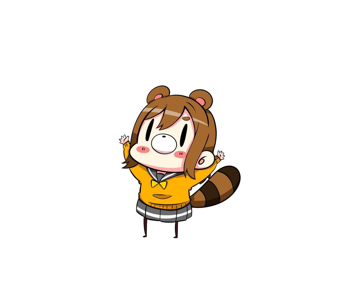 kunikida hanamaru 1girl brown hair school uniform raccoon tail skirt tail animal ears  illustration images