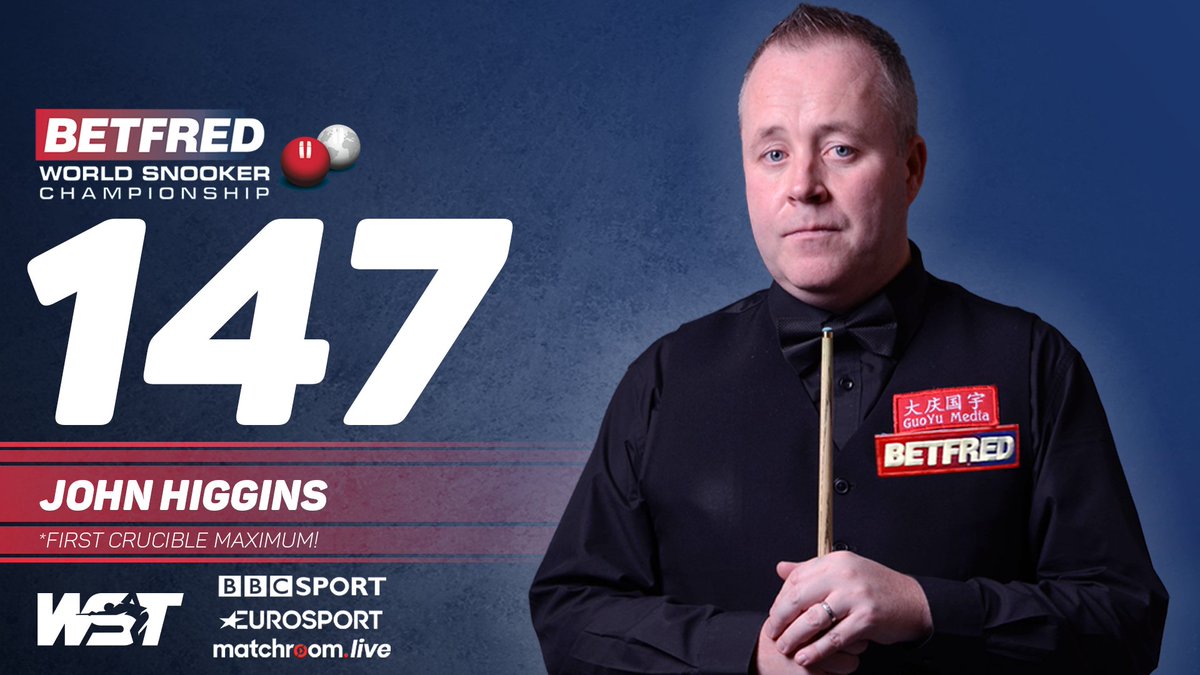 JohnHigginsFans's tweet photo. John Higgins break 1️⃣4️⃣7️⃣ in Crucible. ❤️🎱❤️ #snooker #worldsnloker #Crucible #Scottish #JohnHiggins #Maximum  #WorldChampionship https://t.co/xmYqccRvJ2