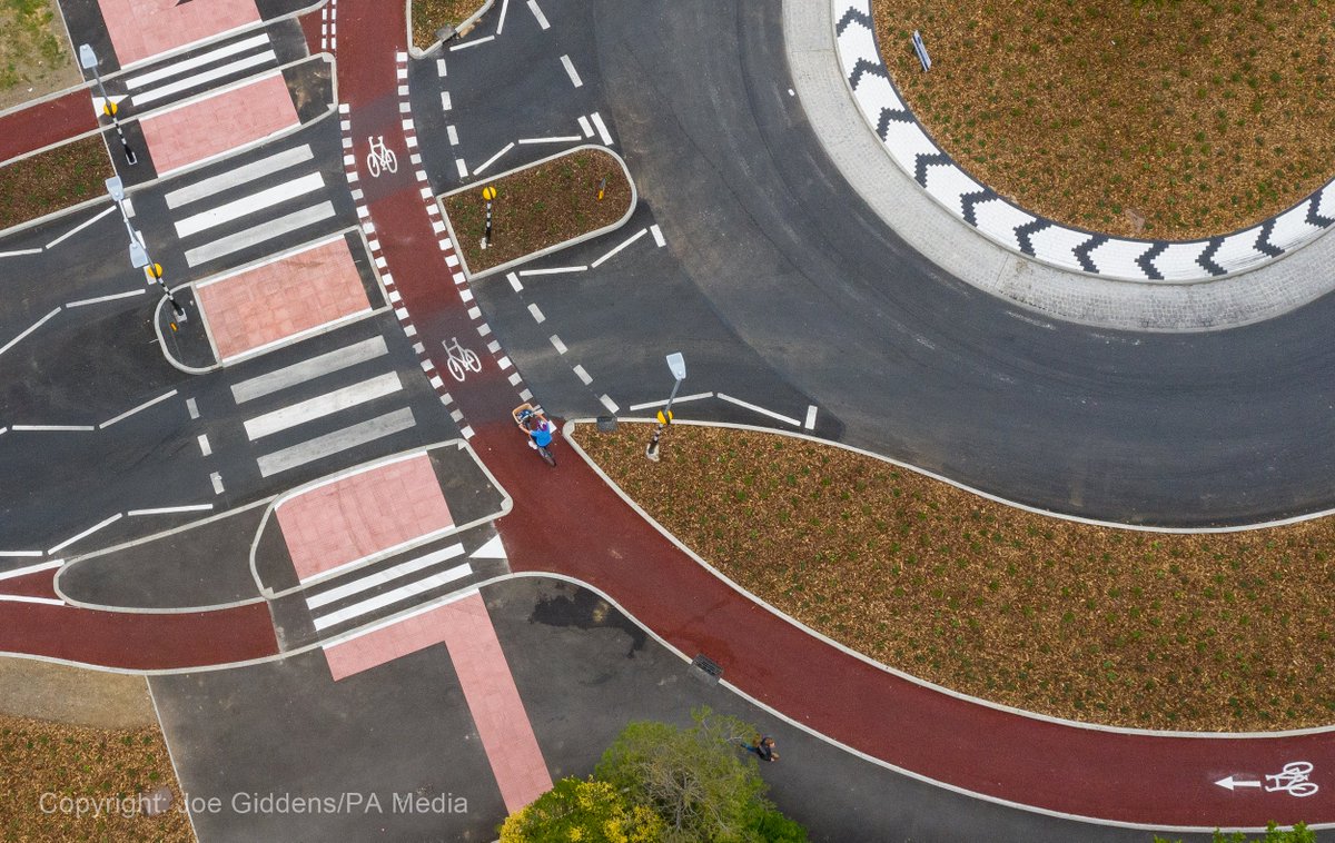 The UK's first Dutch-style roundabout which prioritises cyclists and ...
