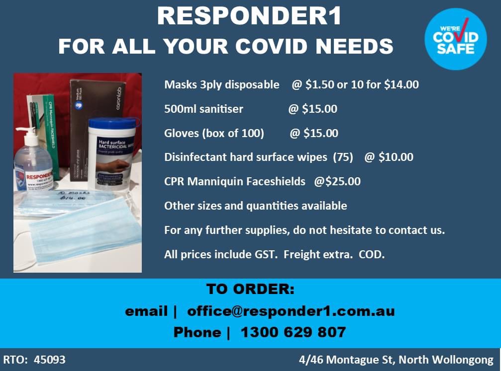 Responder_1's tweet photo. All your COVID-19 supplies available right here in the Illawarra! https://t.co/uNLMJ9YG9T