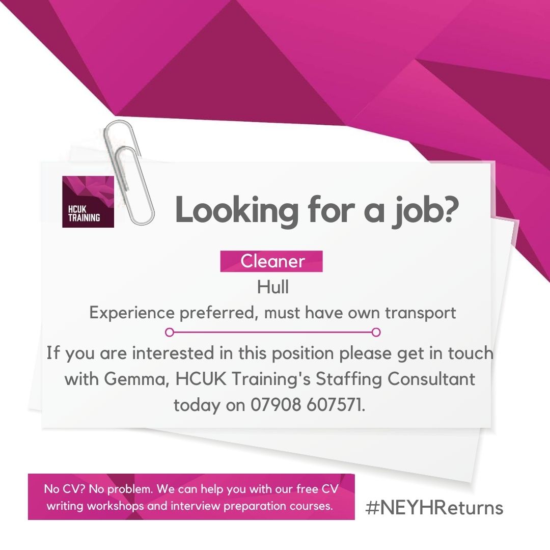 local_training's tweet photo. As well as offering FREE training @hcuk_training works with local companies to find work placements and jobs for learners. Check #HCUKTThursdayJobClub for all our vacancies. Let us help you build on the skills to succeed. @HumberLEP @JCPinHumber #humberjobsfuse #neyhreturns https://t.co/pkTa8gTwzJ
