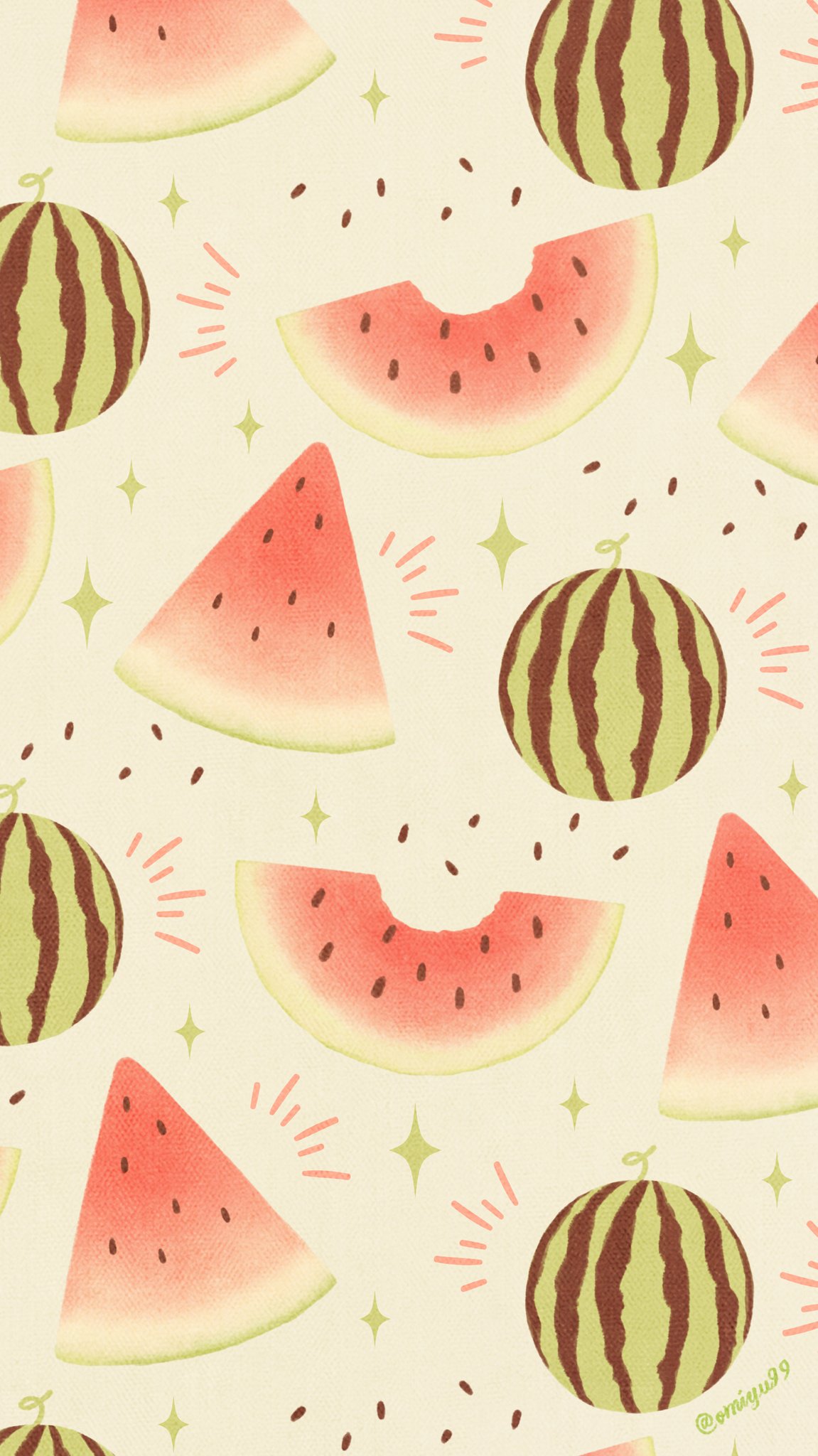 Omiyu お返事遅くなります Twitterren スイカな壁紙 Illust Illustration 壁紙 イラスト Iphone壁紙 スイカ Watermelon 食べ物