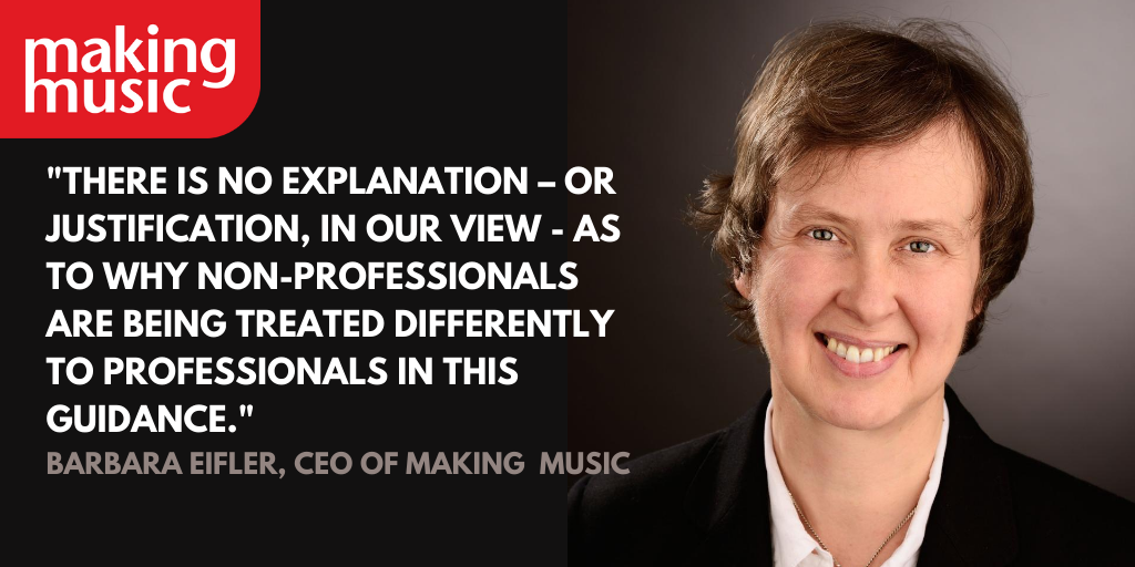 UK_Music's tweet photo. CEO of @MakingMusic_UK @BarbaraEifler on why hobby musicians are getting a raw deal from Government Covid-19 guidelines.
https://t.co/Z0L3ohxDCD
#BringBackMyChoir #BringBackMyBand https://t.co/a9OCYWrzQc