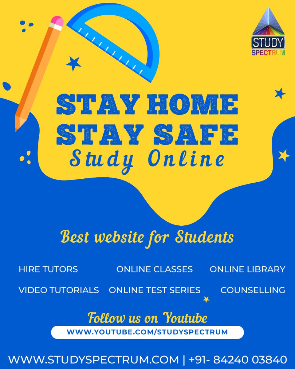 studyspectrum's tweet image. A day without learning is a day wasted.
Digital online study from home
Pursue your educational dream
Register Today
#OnlineClasses#Onlinelearning#OnlineEducation #LiveClasses #Education #career