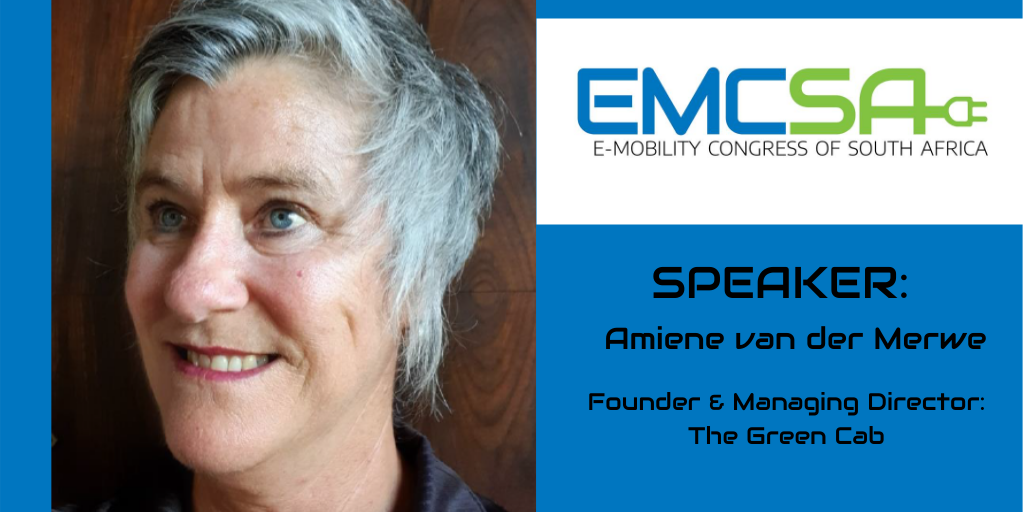 EMCSACongress's tweet photo. EMCSA is very excited to announce that Amiene van der Merwe, Founder & Managing Director of the @TheGreenCabSA will be speaking at the congress. For more information about Amiene and our other speakers please visit our website: https://t.co/tPgWdA7xSg
#EMCSA #EMCSASpeaker https://t.co/dX7j2ip0Zl