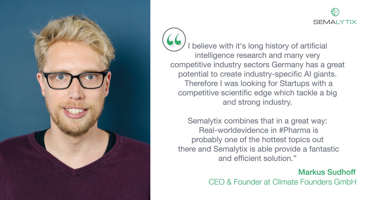 We greatly appreciate the trust that our angel #investor Markus Sudhoff has deposited in Semalytix. It is our great pleasure to have him on board. Learn about his reasons to believe in #Semalytix.

#investment #pharmatech #RWE 
#technology #pharossuite #angelinvestor #ai