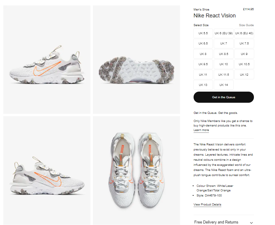 nike react vision orange laser