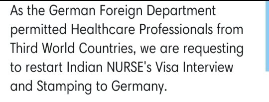 tintu_xavier's tweet photo. @AmbLindnerIndia @HeikoMaas @jensspahn @GermanyinIndia @IndiainHamburg @CGIFrankfurt @IndiainHamburg @HardeepSPuri @PMOIndia @ShashiTharoor @DrSJaishankar 

#RestartIndianNursesVisaServicesToGermany
#ReopenGermanEmbassiesInIndia
#StartFreshVisaAppointments
#RestartEmploymentVisa https://t.co/jzkz5P5gvE