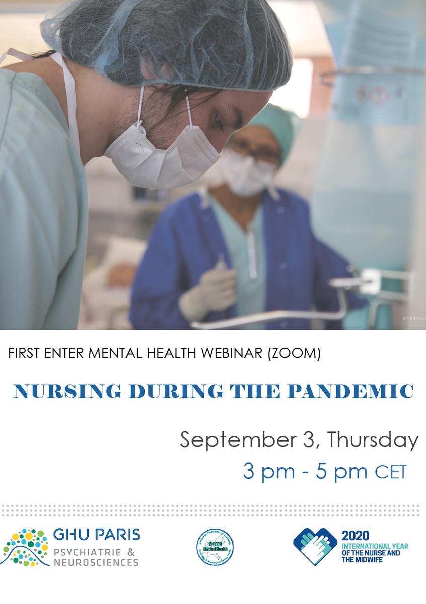 GhuParis's tweet photo. 1st Enter Mental Health webinar  : Nursing during the pandemic_ September 3rd, 3pm #entermentalhealth #newtech #Nursing #COVID__19 #EPAPSY https://t.co/BM5UNX41vD