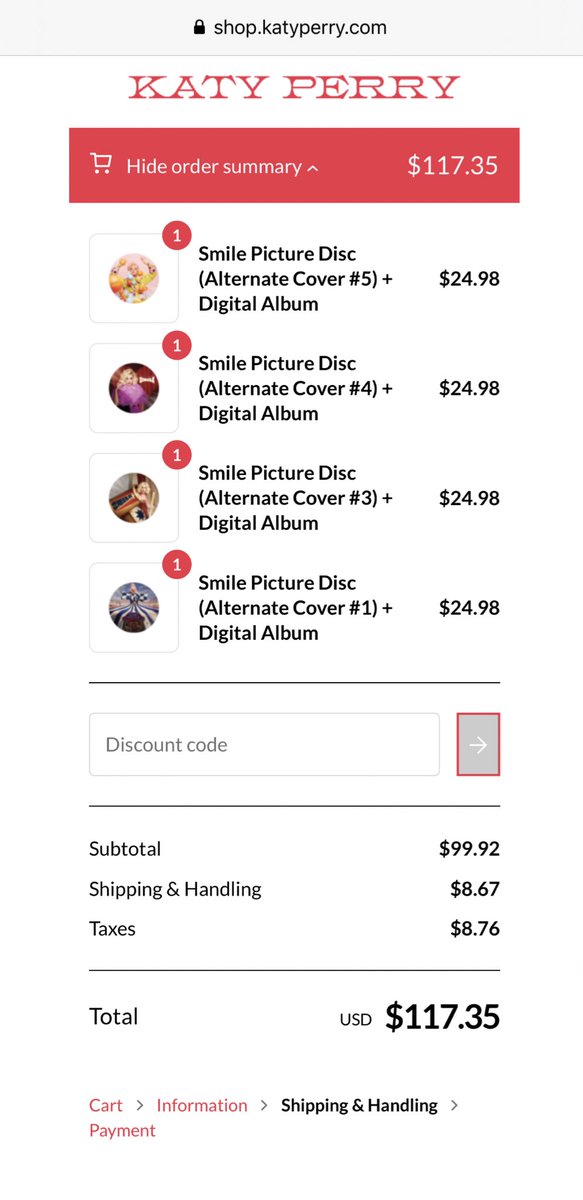 If I bought the other 4 Vinyls I don’t have it would be $117 but if I bought the CDs it would me $71 idk what to do???  @katyperry  #Smile