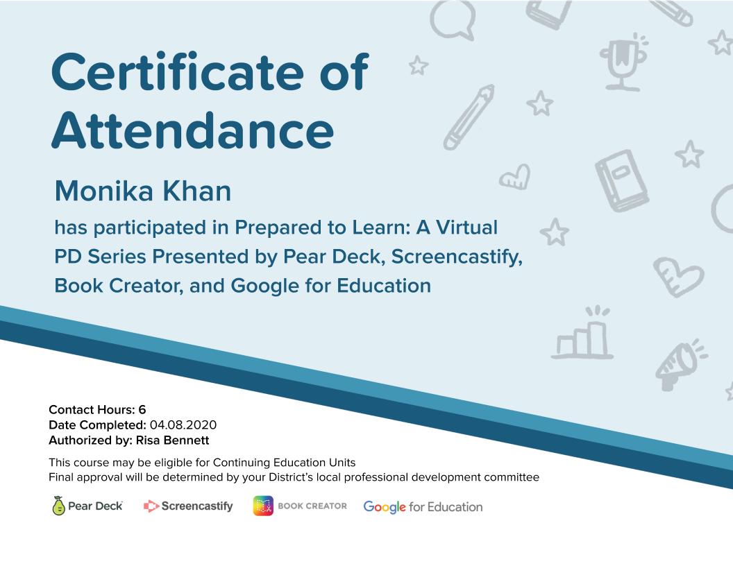 MonikaKhanEDU's tweet photo. What a great event 🙌with even greater presenters 👏!! Thank you @PearDeck 🍐@BookCreatorApp 📕@Screencastify 🎬and @GoogleForEdu 💻for a wealth of ideas 💡. I will definitely need them this coming school year ♥️

#preparedtolearnpd #edtech https://t.co/eMw9emapMV