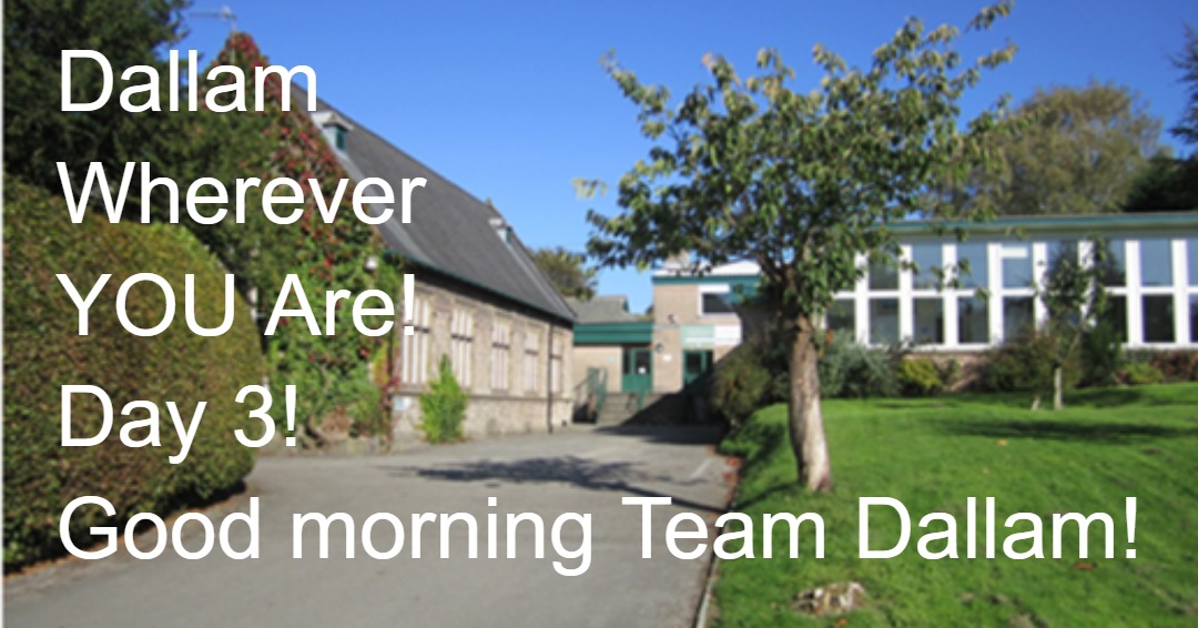 Dallam1CPAS's tweet photo. Goooooood moorrrrnnning!
We are back for day 3 (and our final day ๐) of Dallam Wherever YOU Are; hope you all enjoy the last installment of our YouTube videos and we look forward to seeing you on Zoom later on! #virtualventures #cpas https://t.co/51T6ZkoPWj