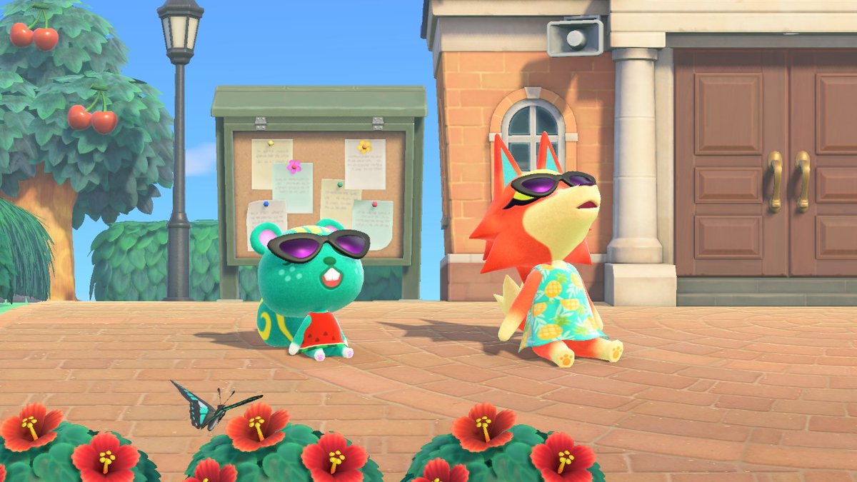 AlbaWaterhouse's tweet photo. Nibbles and Audie enjoying the summer #AnimalCrossing #ACNH #NintendoSwitch https://t.co/zLZOJCBRrW