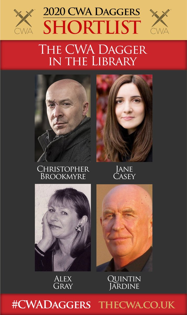  THE DAGGER IN THE LIBRARY: Christopher BrookmyreJane CaseyAlex GrayQuintin Jardine #CWADaggers