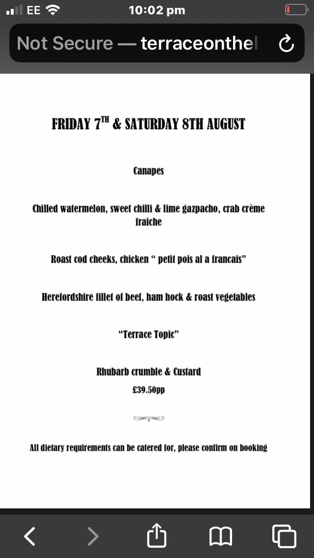 Well what a busy three days with the govt scheme all in place, let’s see what the rest of the week brings 😊😊 Friday nights menu, call us 01684 438130 to book 🍽