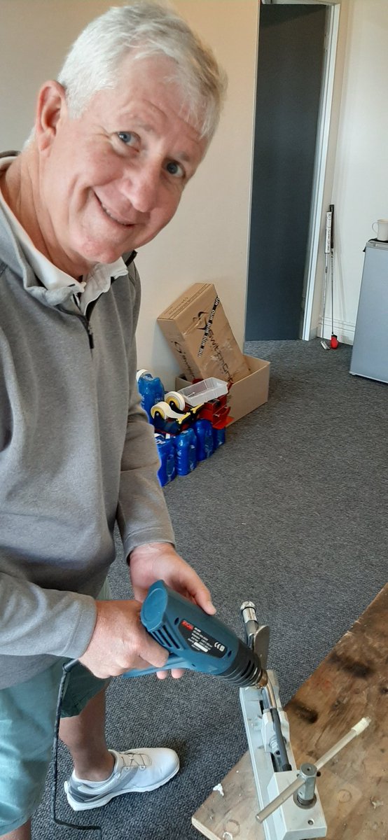Master of all trades <a href="/KevinStone1966/">Kevin Stone</a> in his happy place helping with some re-shafts. <a href="/MelvilleVogel/">MFV</a> <a href="/eugmaree/">Eugene Maree</a> <a href="/HenryGriffitts/">Henry-Griffitts</a> <a href="/SrixonSA/">Srixon Golf SA</a> <a href="/PingTour/">PING GOLF</a> <a href="/PINGTourEurope/">PING Golf Europe</a> <a href="/BrandonMStone/">Brandon Stone</a> #Golf