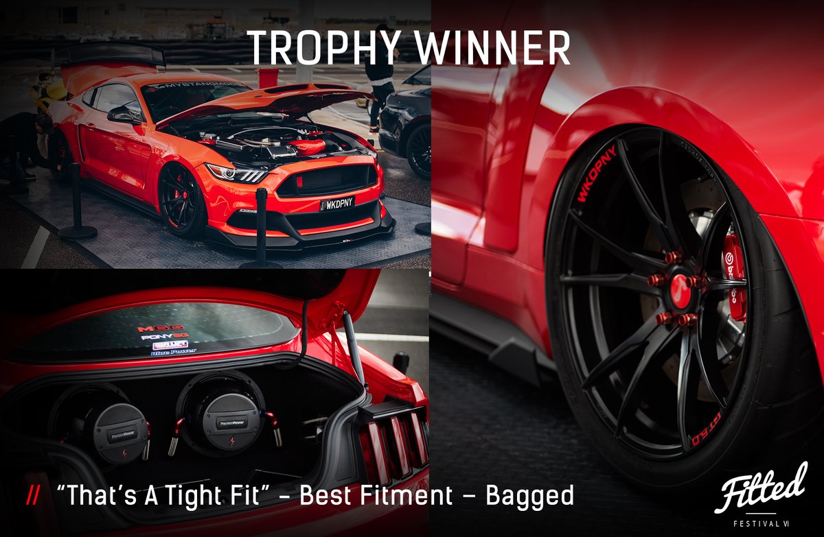 fittedfestival's tweet photo. Congratulations to WKDPNY on taking home the “That’s A Tight Fit” — Best Fitment–Bagged with his slammed Ford Mustang. #fittedfestival #passionneverfades https://t.co/hwIZyOG5Cz