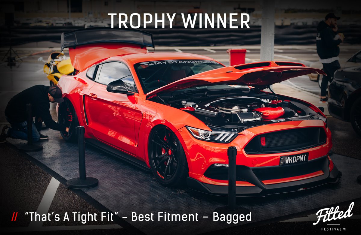 Congratulations to WKDPNY on taking home the “That’s A Tight Fit” — Best Fitment–Bagged with his slammed Ford Mustang. #fittedfestival #passionneverfades