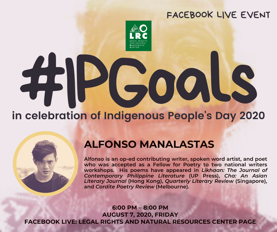 not_alfonso's tweet photo. In celebration of Indigenous People's Day 2020, join us for #IPGoals! The event will happen tomorrow, 7 August, at 6 PM. The event will be broadcasted on the Legal Rights and Natural Resources Center's official page on Facebook! https://t.co/ynyWqQk3vC