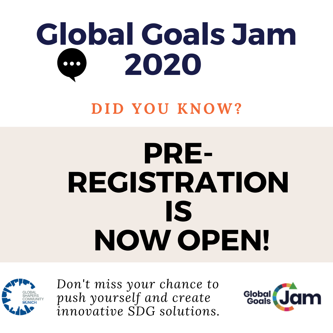 GlobalJam2's tweet photo. Are you ready for this year´s challenge?

The Global Goals Jam is coming to you again! Join us, 85 other cities and 4,000 jammers in the 2nd edition of the #GlobalGoalsJam taking place in Munich.

Pre-Register here: https://t.co/pepaorDzNH

#sustainabilitydevelopmentgoals #care https://t.co/WtEvyy15UH