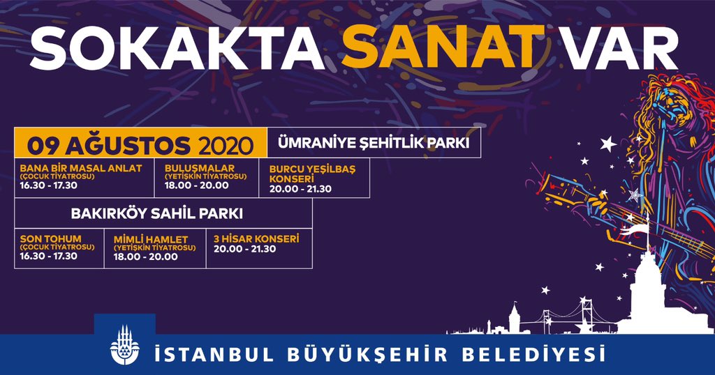 🎶SOKAKTA SANAT VAR 🎭
8 Ağustos Cumartesi ve 9 Ağustos Pazar günü gerçekleştirilecek etkinliklerle, çocuklar ve yetişkinler İstanbul’un çeşitli noktalarında kültür sanatla buluşmaya devam edecek.✨
<a href="/ibb_kultur/">İBB Kültür</a>
#SokaktaSanatVar
#KültürSanatHerYerde