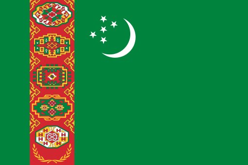 Turkmenistan. 9.5/10. I don't even know where to start... adopted in 1992. Moon and stars for Islam. The designs in the red bar represent the five major houses in the country: Teke, Yomut, Saryk, Chowdur and Arsay. The flag has references to the country's famous carpet industry.