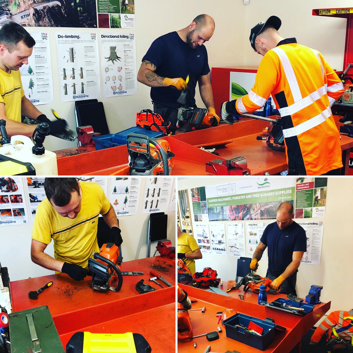 bramptonvalley's tweet photo. The guys on their @LantraUK Chainsaw course this week carrying out maintenance on the saws after a day in the woods yesterday π³
#chainsawmaintenance #arbtraining #Forestry https://t.co/NQ1rgjwMq3