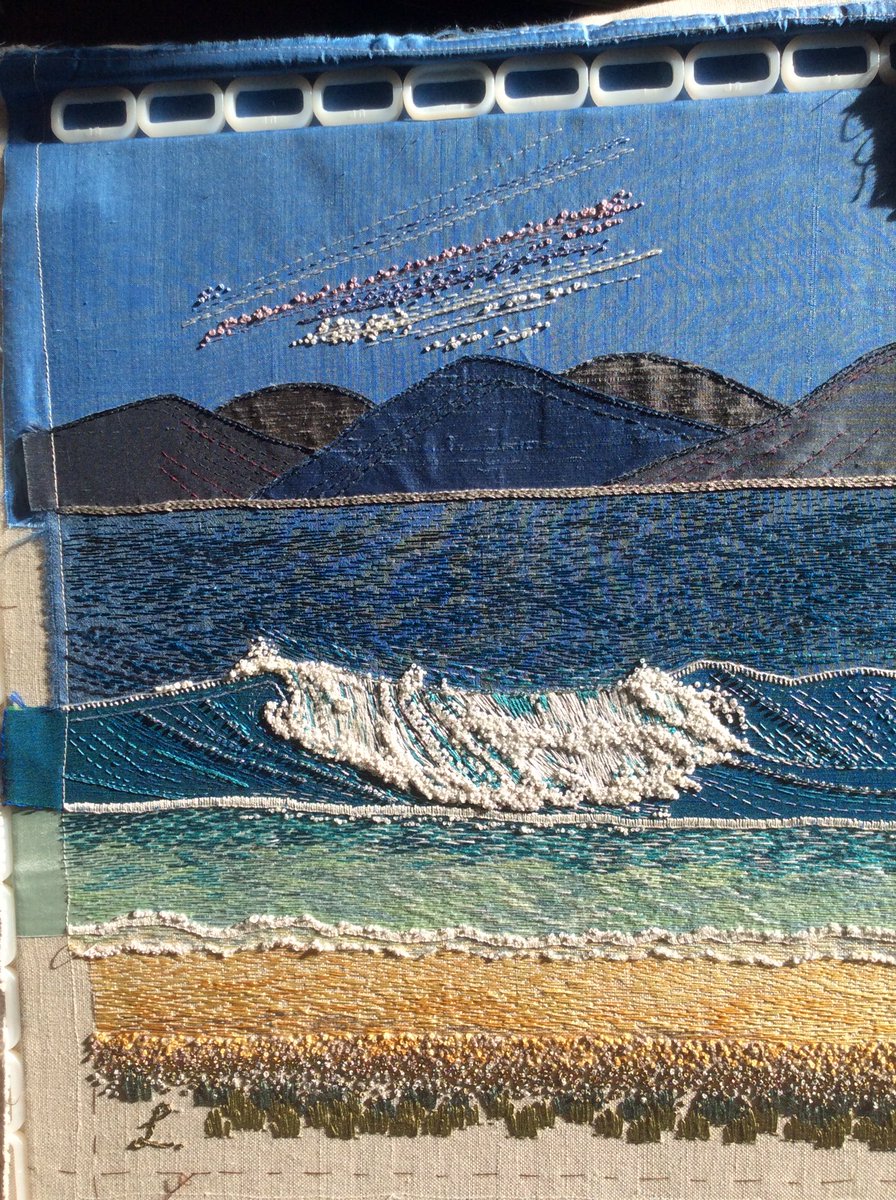 BeerLynda's tweet photo. Just put the last stitch in my latest embroidery. Now I ‘just’ have to stretch, mount and frame it! See the finished article at Cowal Open Studios 25-28 September.#Cowal Open Studios #Argyll#textile art https://t.co/72uxyvmHJo