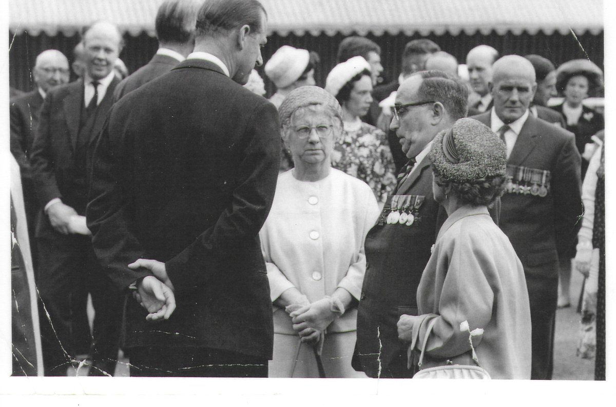 A remarkable image of William Butler VC talking toi the Duke of Edinburgh at a Palace garden party for the VC&GC Association in the late 1960s. Remarkable because WBB VC was 5'2" tall. His wife to his left, even with her hat is considerably shorter than him...