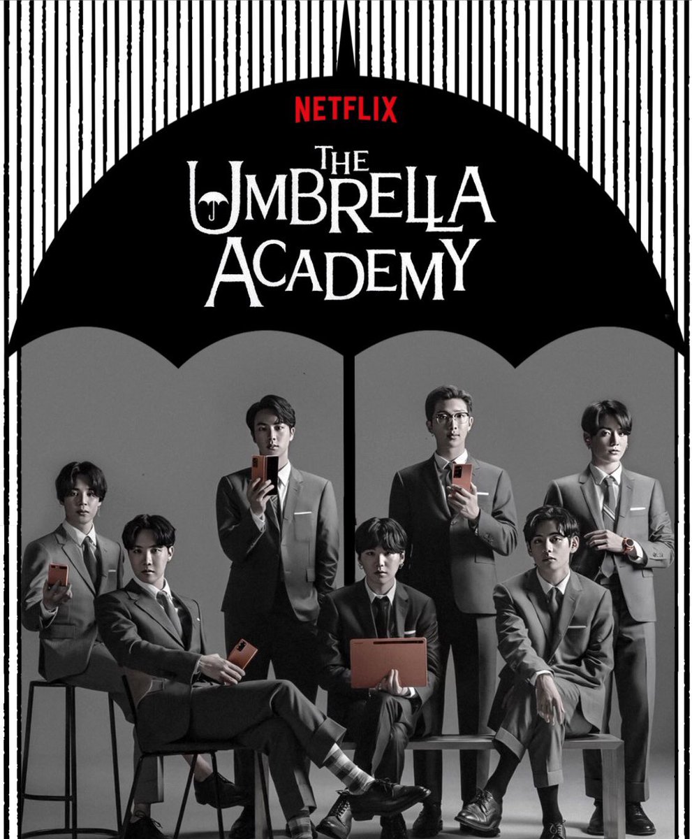 BTS as the Hargreeves Family from  @UmbrellaAcad — A Thread (full credit to  @jeonlvr for this edit)