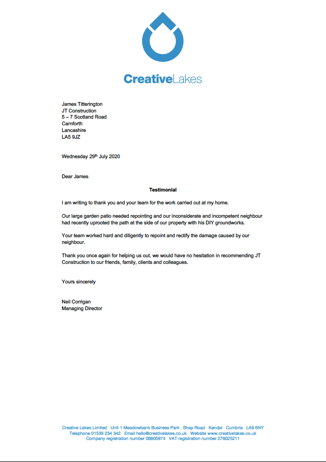 jtconstructs's tweet photo. A Thursday Thank You. It's always nice when a client appreciates our work enough to write to us. #ThursdayThankYou #satisfiedcustomer #construction #constructionuk https://t.co/gSkslgmFXU