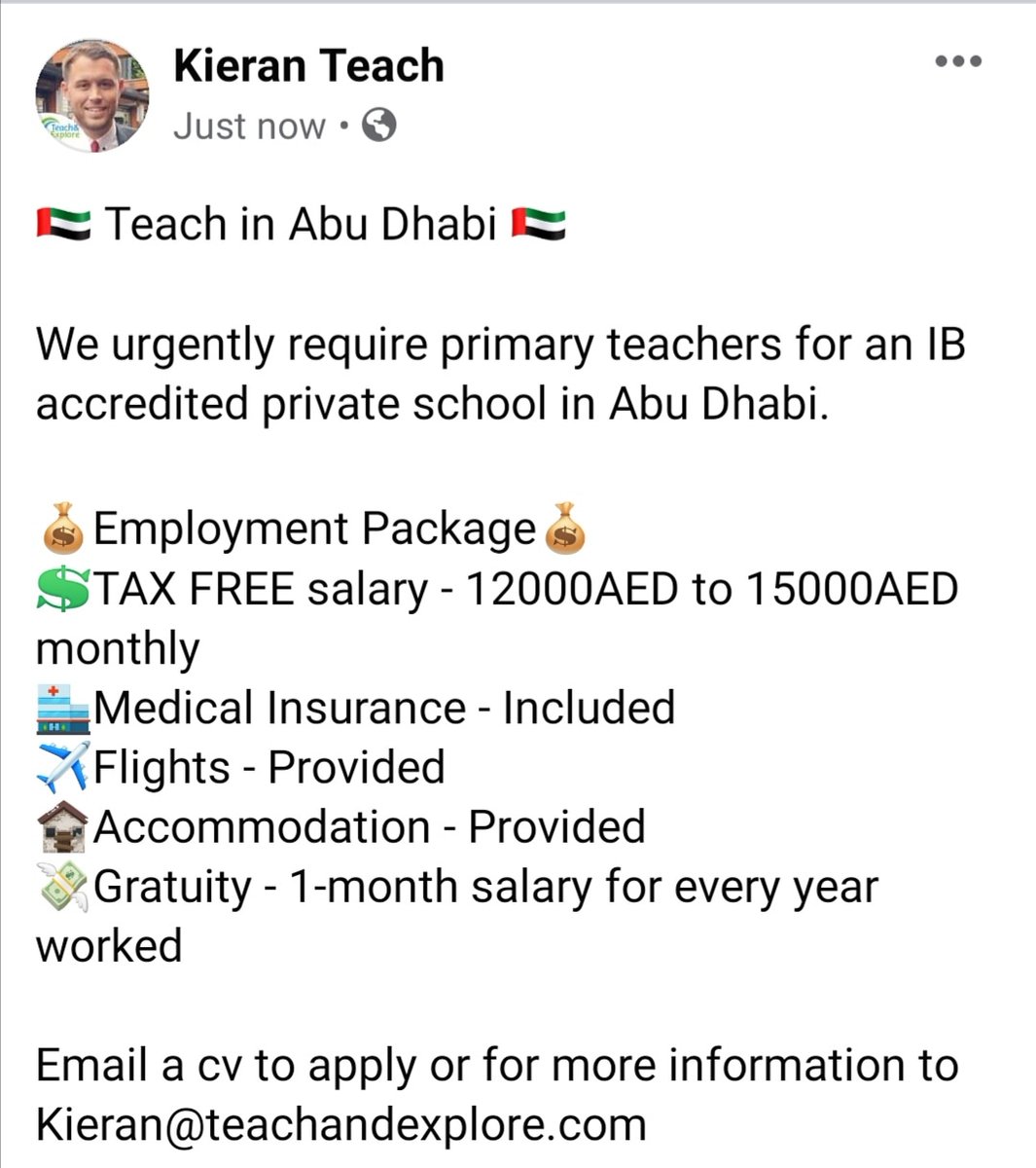 KieranTeach's tweet photo. Primary teachers required for an IB accredited school in Abu Dhabi. Get in touch ASAP if interested. https://t.co/Mc7wNfAEGA